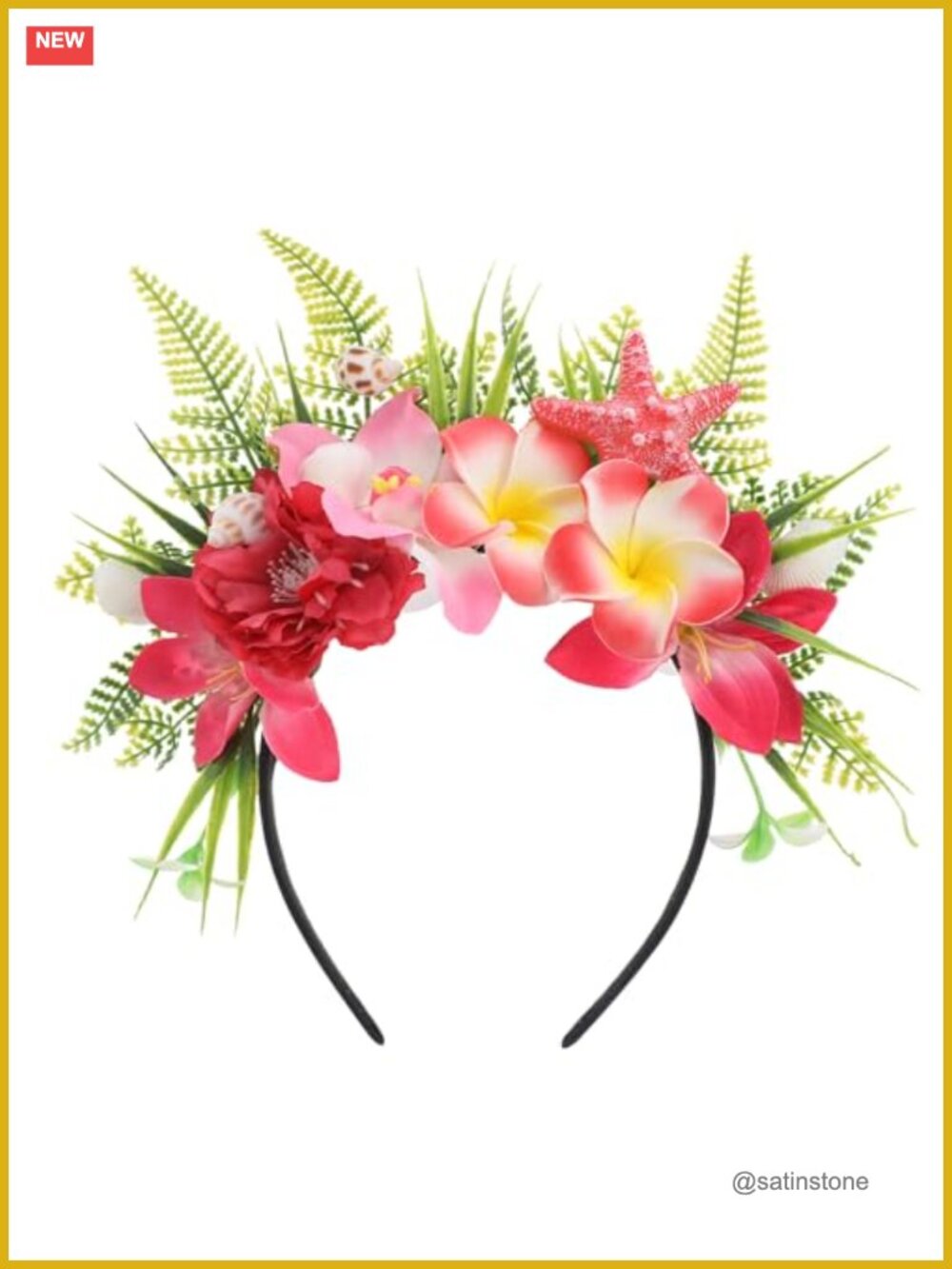 Handmade Hawaiian Flower Crown Headband Silk Tropical Beach Party